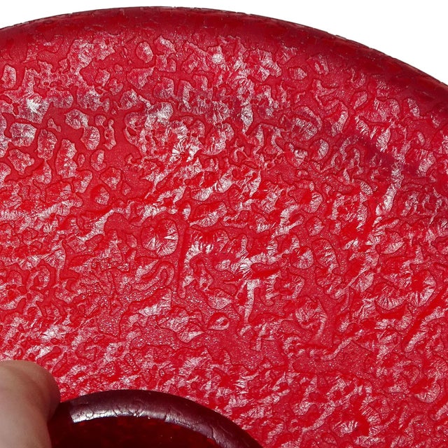 Murano Vintage Murano Ruby Red Corroso Texture Italian Art Glass Large Vanity Jewelry Casket Decorative Box For Sale - Image 4 of 7