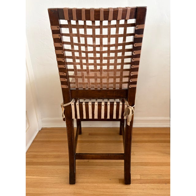 Wood Vintage Woven Leather and Wood Counter Stool For Sale - Image 7 of 16
