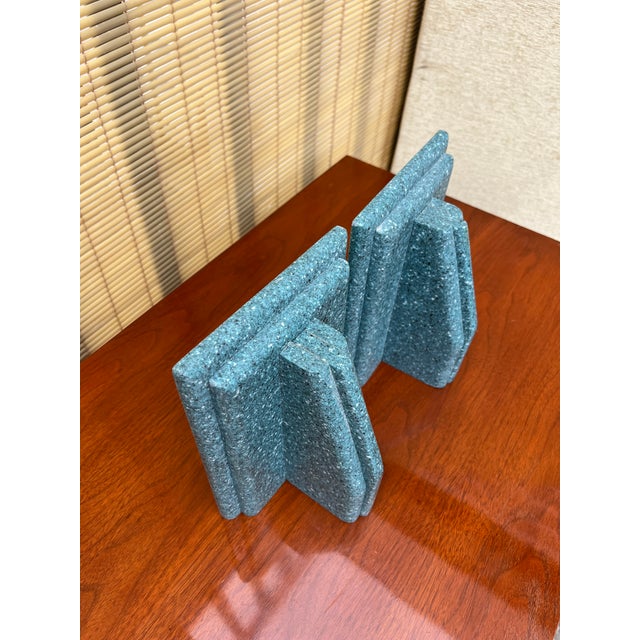 Vintage Faux Granite Stone Postmodern Handcrafted Bookends. Circa 1980s For Sale - Image 10 of 14