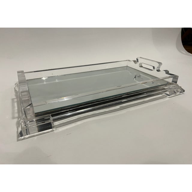 Art Deco Large Art Deco Lucite and Mirror Tray For Sale - Image 3 of 10