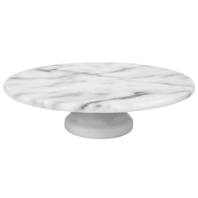 Marble Lazy Susan Tall, White For Sale - Image 4 of 4