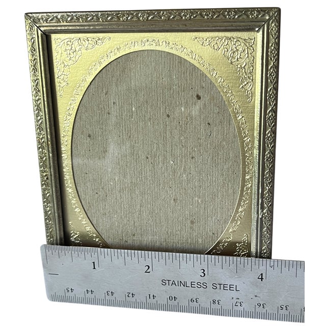 Silver Vintage Silver Picture Frame for Oval 3"x4" Picture Ornate Repoussé Mat & Beaded Border For Sale - Image 8 of 9