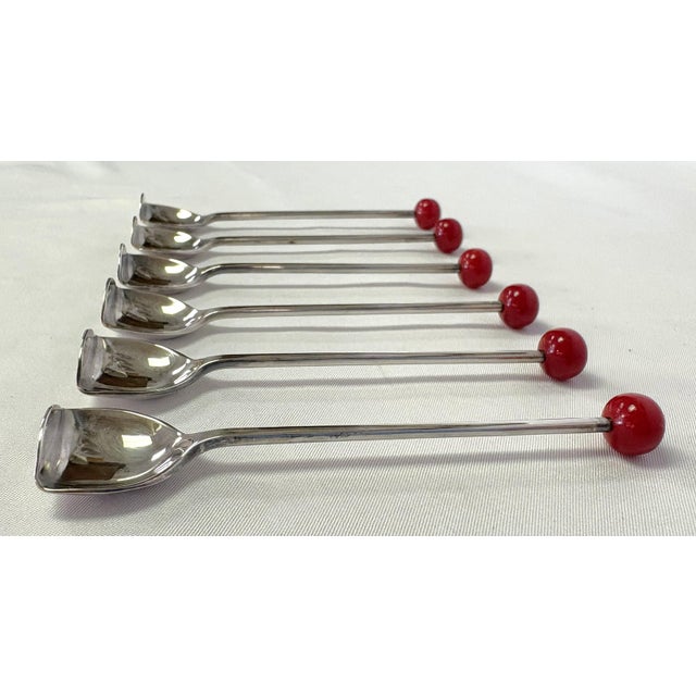 1920's Art Deco Silverplate Cocktail Muddling Spoons Made in England- Set of 6 in Box For Sale - Image 9 of 18