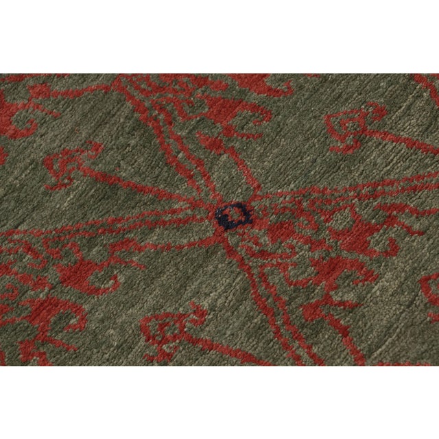 Rug & Kilim's Classic European-Style Runner Green Red Custom Rug Pattern For Sale In New York - Image 6 of 10