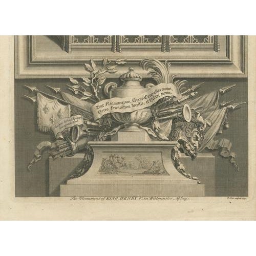 Paper Vertue, Henry V Tomb, Westminster Abbey, 1735, Engraving For Sale - Image 7 of 9