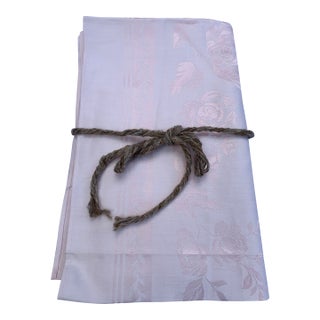 Vintage Jorzolino Royal Holland Floral Damask Tablecloth Pink Cotton Blend Made in Hollan 54” X 70” For Sale