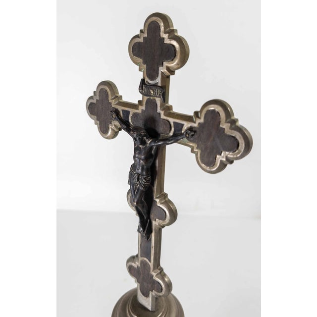 Early 20th Century Continental European Gothic Revival Metal Crucifix For Sale - Image 9 of 13
