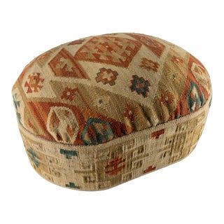 Mid-Century Turkish Kilim Style Footstool Ottoman For Sale