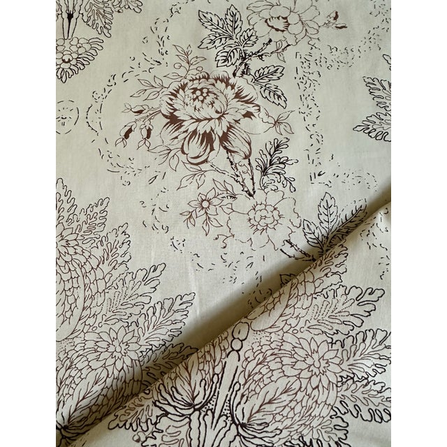 Rose Cumming Brown Gwendolyn Fabric 3 5/8 Yards Cotton Chintz For Sale In Raleigh - Image 6 of 10
