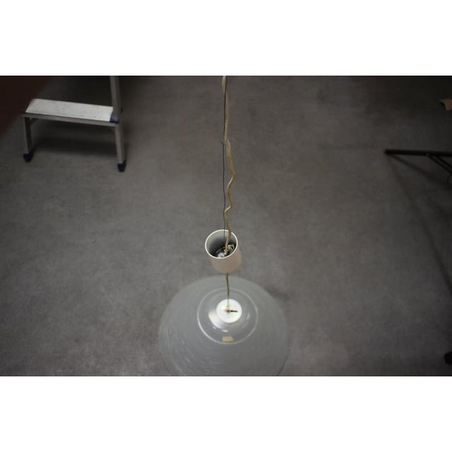 Vintage Space Age White Textured Glass Pendant Lamp, 1970s For Sale - Image 10 of 11
