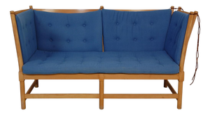 Spoke-Back Sofa in Blue Fabric from Børge Mogensen, 1985