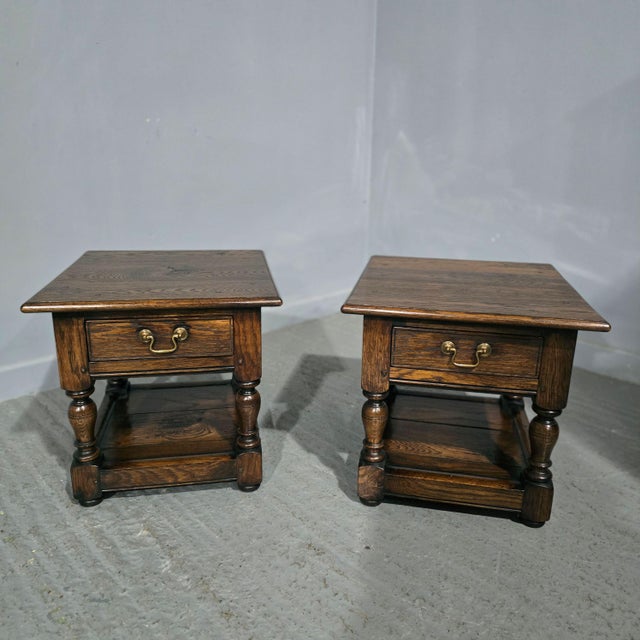 Oak Lamp Tables, 1920, Set of 2 For Sale - Image 11 of 11