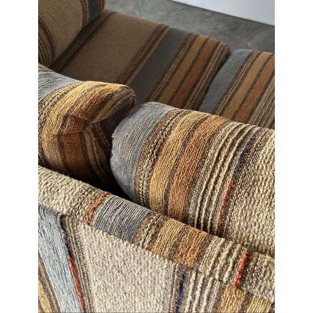 1970s Vintage Striped Woven Upholstery Three-Seat Sofa For Sale - Image 14 of 16