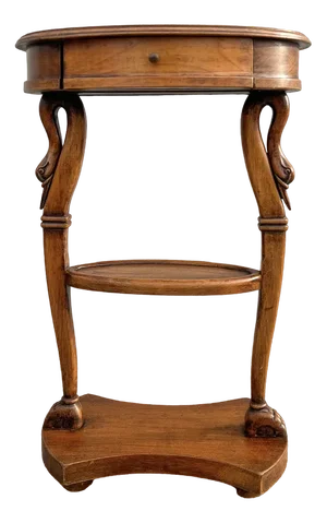 Neoclassical Wooden Oval Swan Gueridon Side Table, 1960s