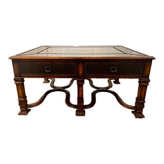 1990s Theodore Alexander Armoury Collection Etched Brass Cocktail Table For Sale
