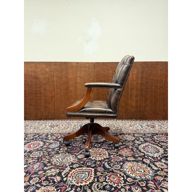 English Chesterfield Desk Chair For Sale - Image 3 of 8