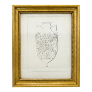 19th Century Gilt Framed Neoclassical Figure Sketch Artwork Reproduction Print For Sale