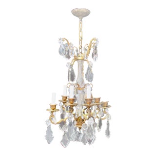 French Gilt Bronze 8 Light Crystal Chandelier Circa 1900 For Sale