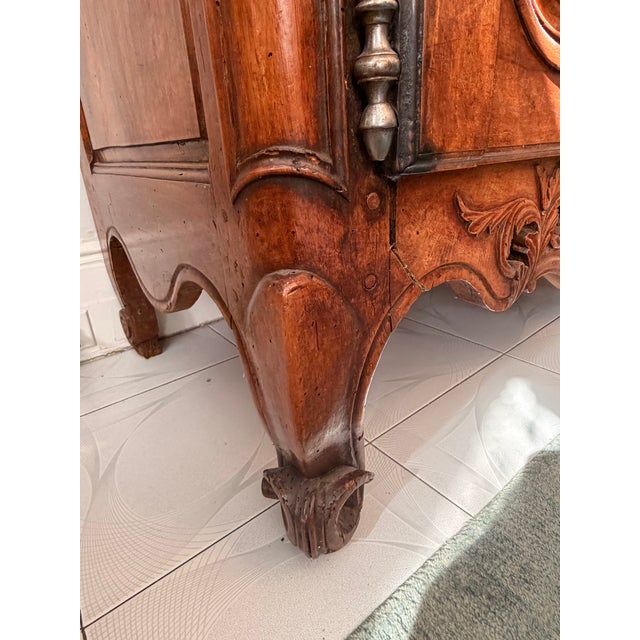 Brown Magnificent 18th-Century French Provincial Carved Walnut Armoire — The Fox and the Stork From the Private Collection of Pierre Moulin For Sale - Image 8 of 12