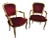 Louis XV Gold Gilt Red Velvet Chairs - a Pair For Sale