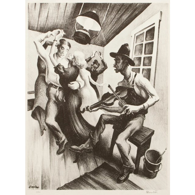 An excellent First Edition period black and white offset lithograph (print) after drawing "I Got a Girl on Sourwood...
