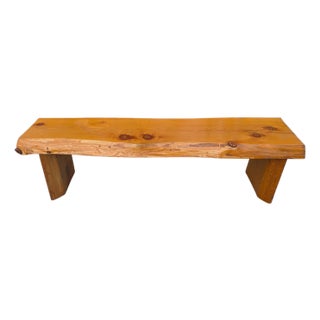 Rustic Live-Edge Knotty Pine Bench For Sale