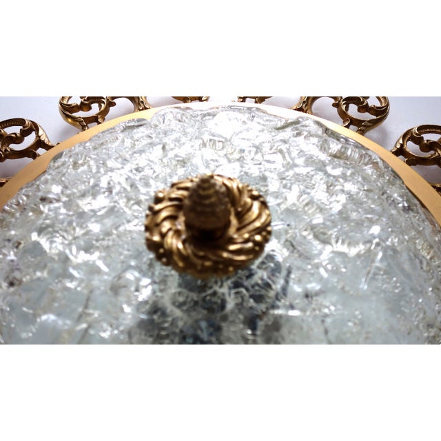 Brass and Frosted Glass 3-Light Ceiling Lamp from Kaiser-Leuchten, 1940s, in Very Good conditions. Designed 1920 to 1949 I...