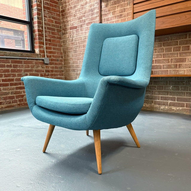 Blue 1960s Danish Scoop-Backed Lounge Chair For Sale - Image 8 of 8