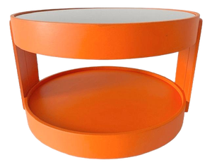 Vintage Space Age Orange Side Table on Wheels, 1960s