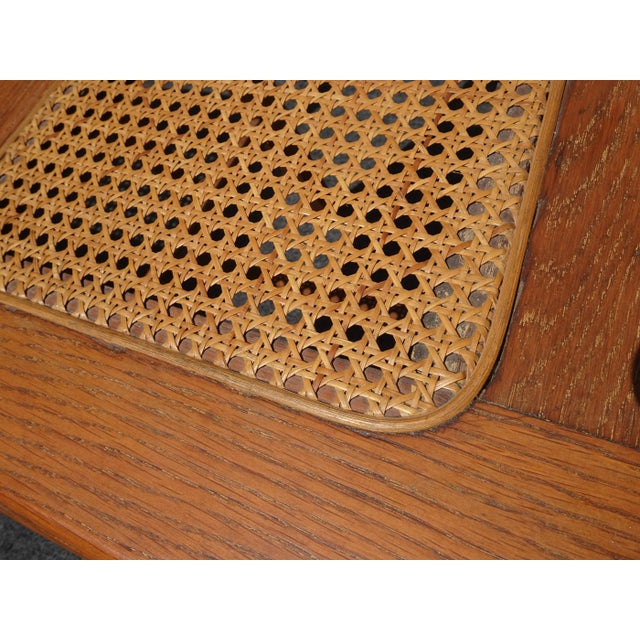 Pair Vintage French Country Oak Cane Side Chairs For Sale - Image 9 of 12