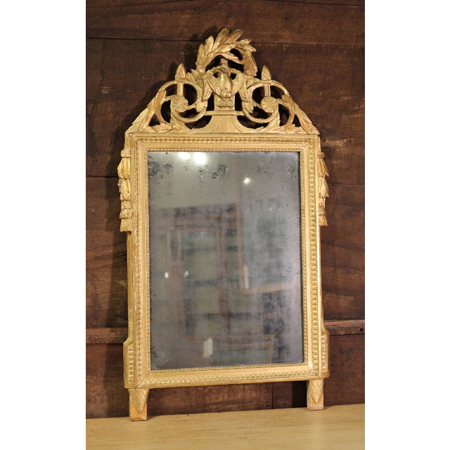 Late 20th Century French Louis XVI Style Gilt Wood Mirror For Sale - Image 4 of 4