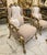 French French Louis XV Accent Armchair – Cream Damask Upholstery Velvet With Gilded Gold Leaf Frame For Sale - Image 3 of 4