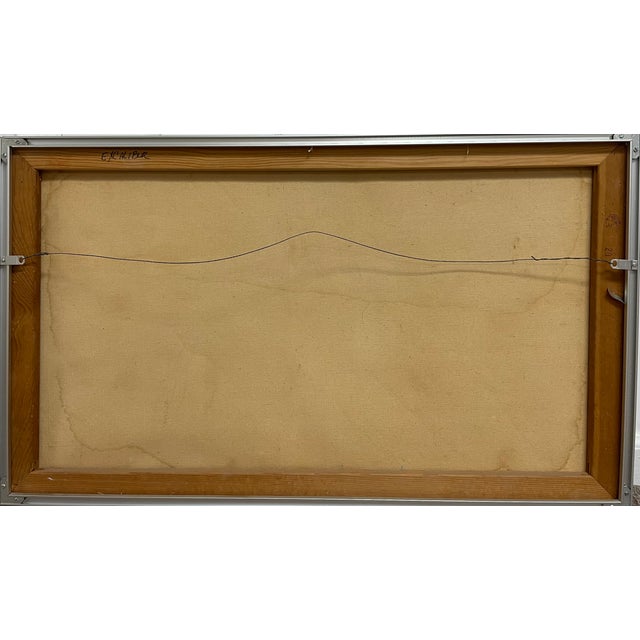 Vintage R. Cohen Abstract Oil Painting 34 X 20 For Sale - Image 10 of 10