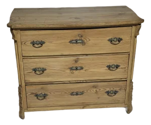 Antique Pine Three Drawers - Chest of Drawers From England