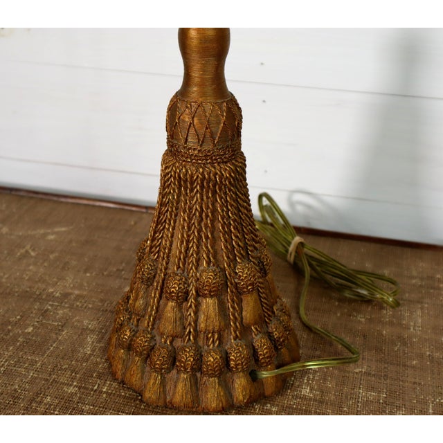 Vintage Dorothy Draper Style Gold Tassel Table Lamp 70's Hollywood Regency Traditional Glam Neoclassical For Sale - Image 10 of 10