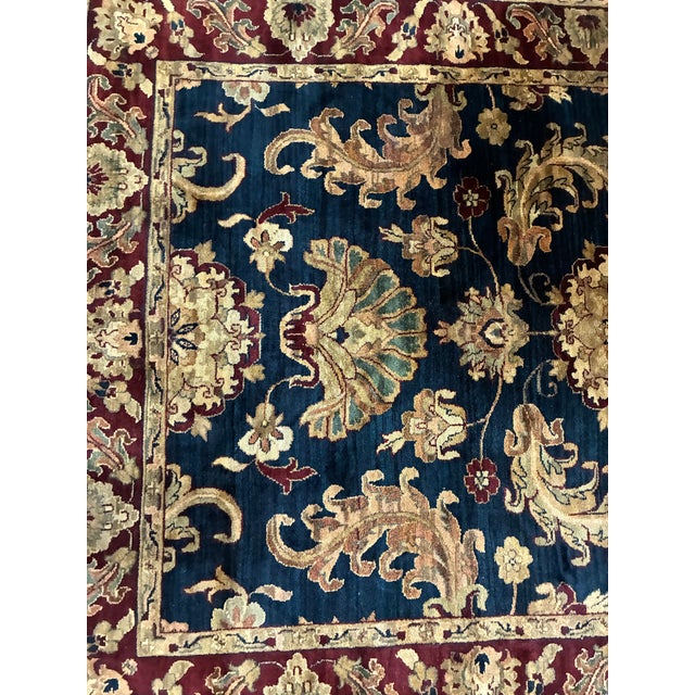 Mid 20th Century Hand-Knotted Persian-Style Wool Floral Rug in Navy and Burgundy For Sale - Image 5 of 7