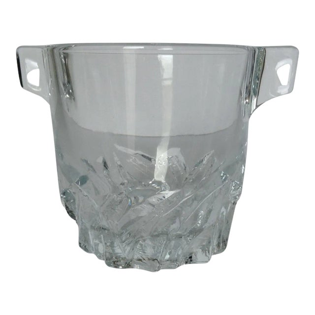Vintage C.1960's Mid-Century Glass Iceberg Textured Ice Bucket For Sale