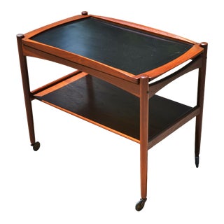 1960s Danish Modern Poul Hundevad Teak Bar Cart For Sale