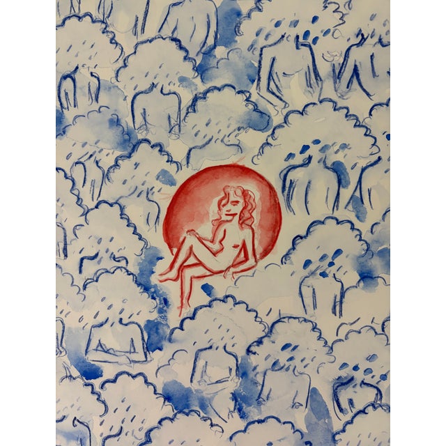 2020s 2022 French Aquerelle Original Gabrielle Rul Watercolor, Framed For Sale - Image 5 of 5