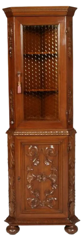 Vintage Carved Walnut Cupboard, 1940s