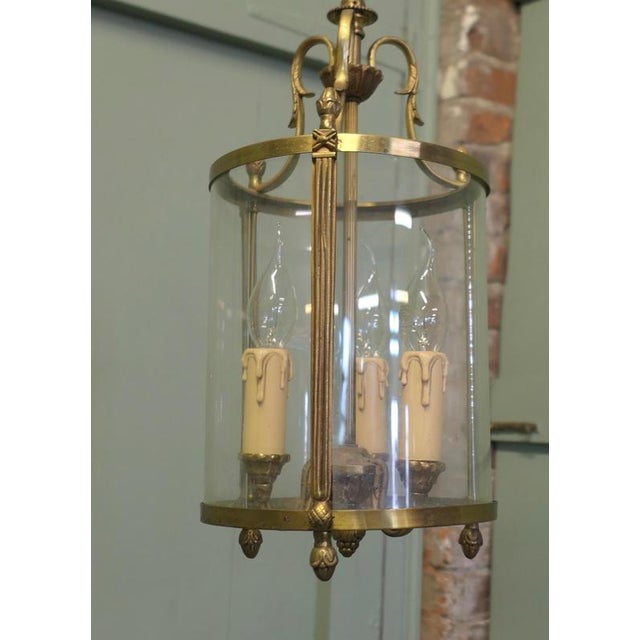 Vintage Round Art Deco Brass and Glass Lantern, 1920 For Sale - Image 6 of 8