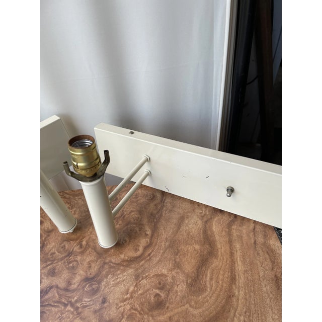 Post Modern Double Armed White Enameled Wall Sconces- a Pair For Sale - Image 11 of 12