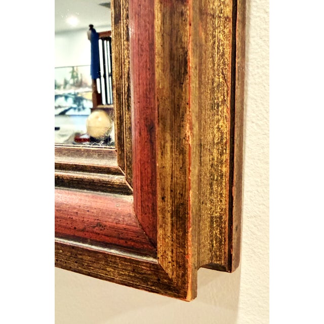 Rustic Red and Gold Vintage Wall Mirror For Sale - Image 11 of 14