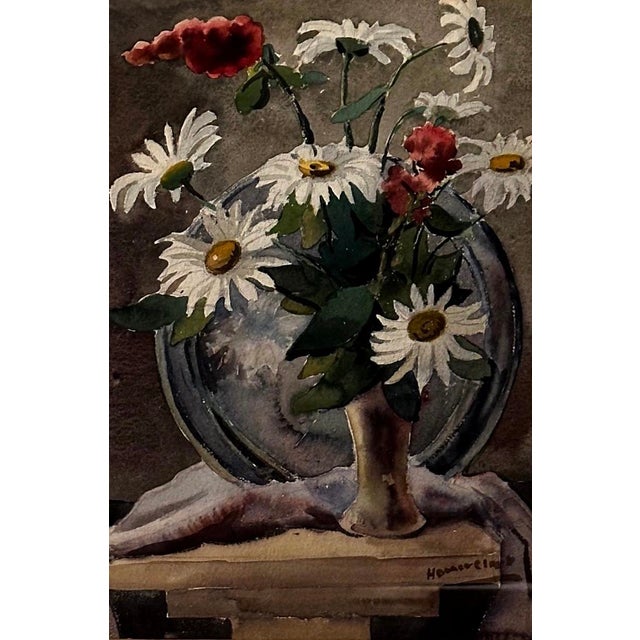 Late 20th Century “Daisies” Watercolor by Homer Clark For Sale - Image 4 of 4