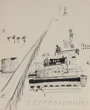 Jack Freeman Bay Area Cityscape in Ink, Circa 1970s