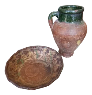 Antique Rustic Clay Vessels - Set of 2