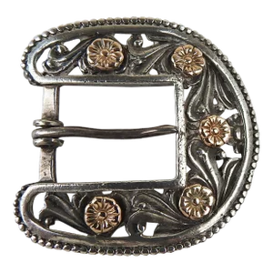 Vintage Sterling Silver Gold Overlay Belt Buckle
