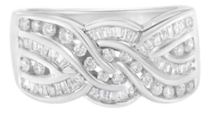 10K White Gold Diamond Bypass Ring (1 Cttw, H-I Color, I1-I2 Clarity) - Size 7-3/4