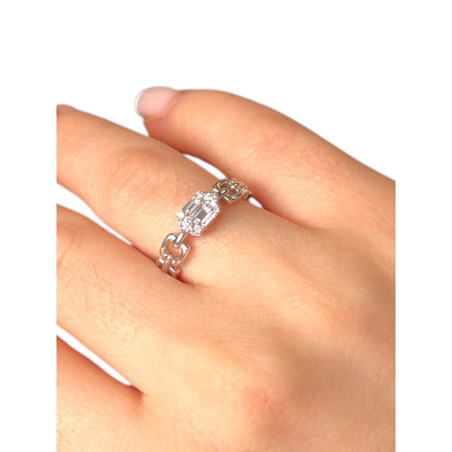 2020s Chain Link Diamond Cluster Ring Size 6 For Sale - Image 5 of 6