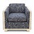 Hollywood Regency Era Navy Blue Faux Bamboo Banana Leaf Club Chairs, Pair For Sale - Image 4 of 8
